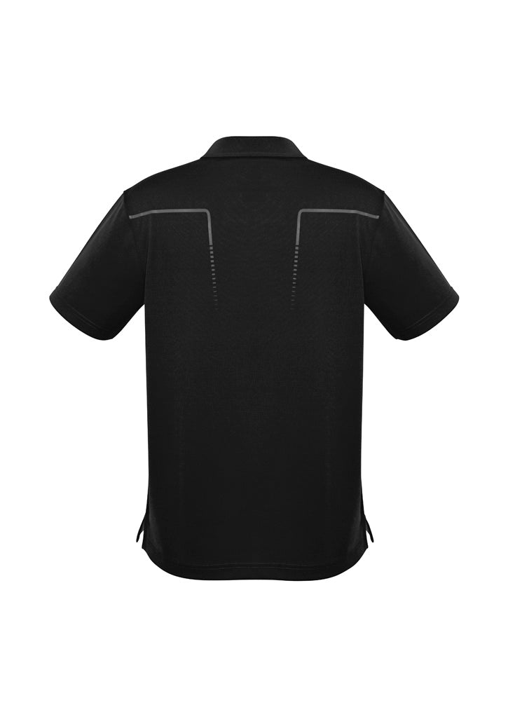 Biz Collection Mens Cyber Short Sleeve Polo - Black/Silver