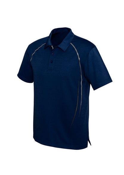 Biz Collection Mens Cyber Short Sleeve Polo - Navy/Silver