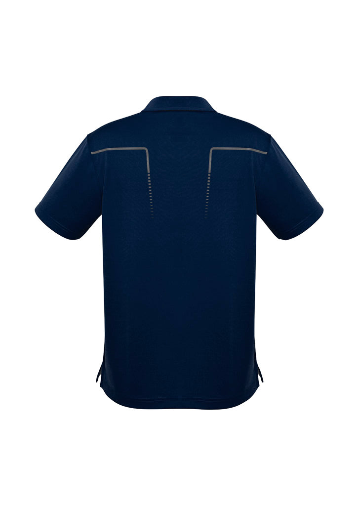 Biz Collection Mens Cyber Short Sleeve Polo - Navy/Silver