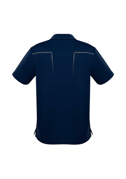 Biz Collection Mens Cyber Short Sleeve Polo - Navy/Silver