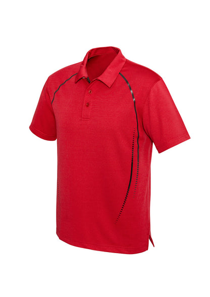 Biz Collection Mens Cyber Short Sleeve Polo - Red/Silver