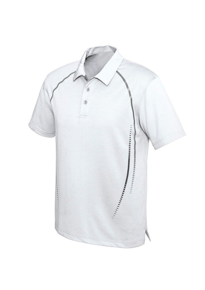 Biz Collection Mens Cyber Short Sleeve Polo - White/Silver