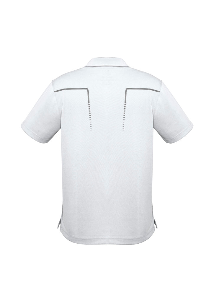 Biz Collection Mens Cyber Short Sleeve Polo - White/Silver