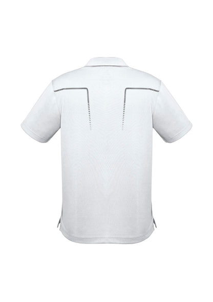 Biz Collection Mens Cyber Short Sleeve Polo - White/Silver