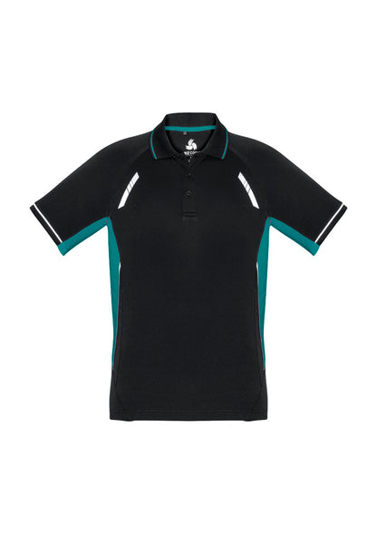 Biz Collection Kids Renegade Short Sleeve Polo - Black/Teal/Silver