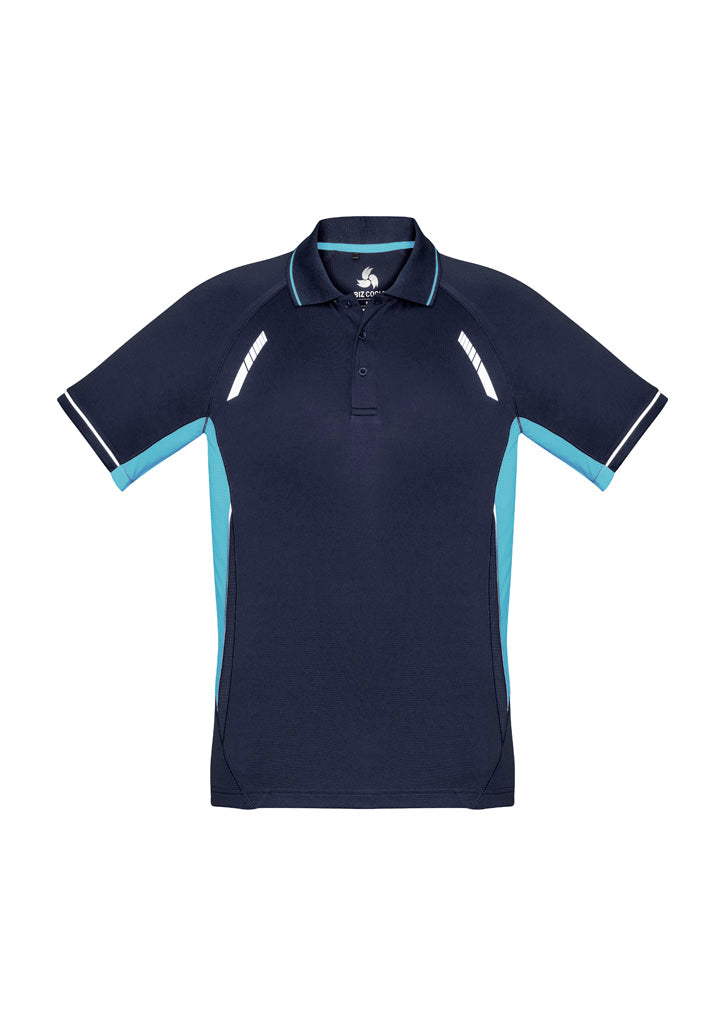 Biz Collection Kids Renegade Short Sleeve Polo - Navy/Sky/Silver