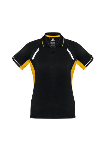 Biz Collection Womens Renegade Short Sleeve Polo - Black/Gold/Silver