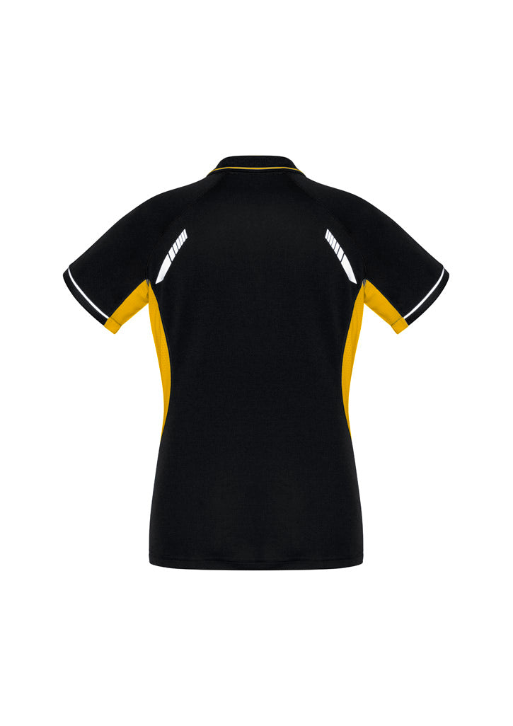 Biz Collection Womens Renegade Short Sleeve Polo - Black/Gold/Silver
