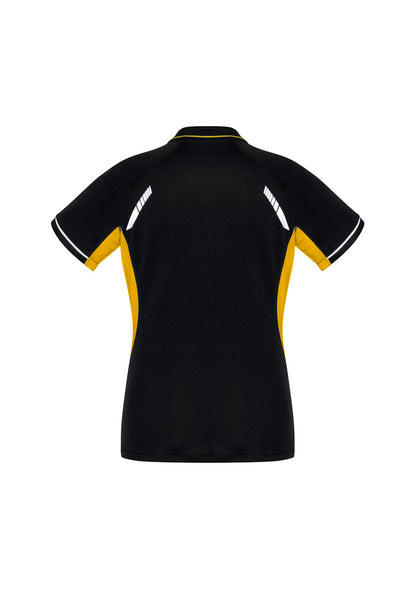 Biz Collection Womens Renegade Short Sleeve Polo - Black/Gold/Silver