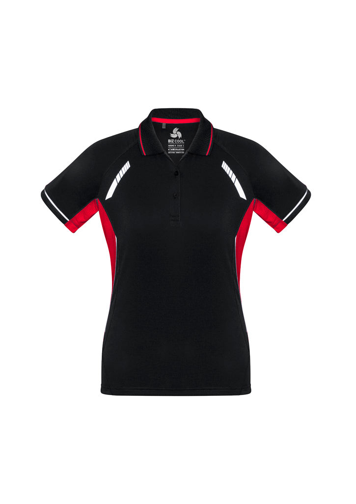 Biz Collection Womens Renegade Short Sleeve Polo - Black/Red/Silver
