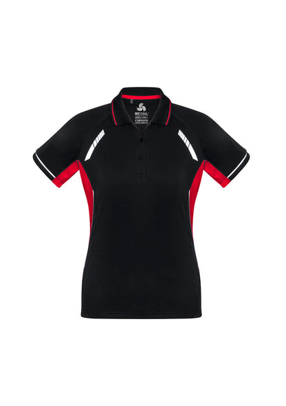 Biz Collection Womens Renegade Short Sleeve Polo - Black/Red/Silver