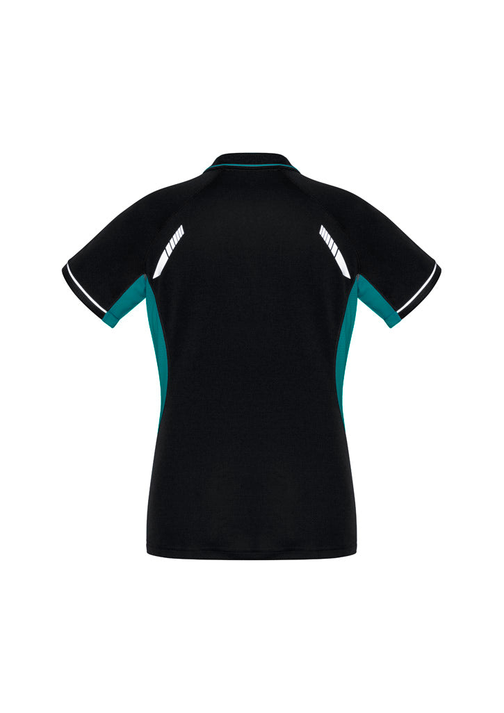 Biz Collection Womens Renegade Short Sleeve Polo - Black/Teal/Silver