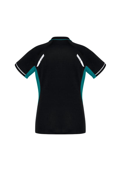 Biz Collection Womens Renegade Short Sleeve Polo - Black/Teal/Silver