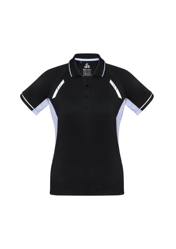 Biz Collection Womens Renegade Short Sleeve Polo - Black/White/Silver