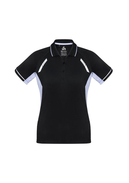Biz Collection Womens Renegade Short Sleeve Polo - Black/White/Silver