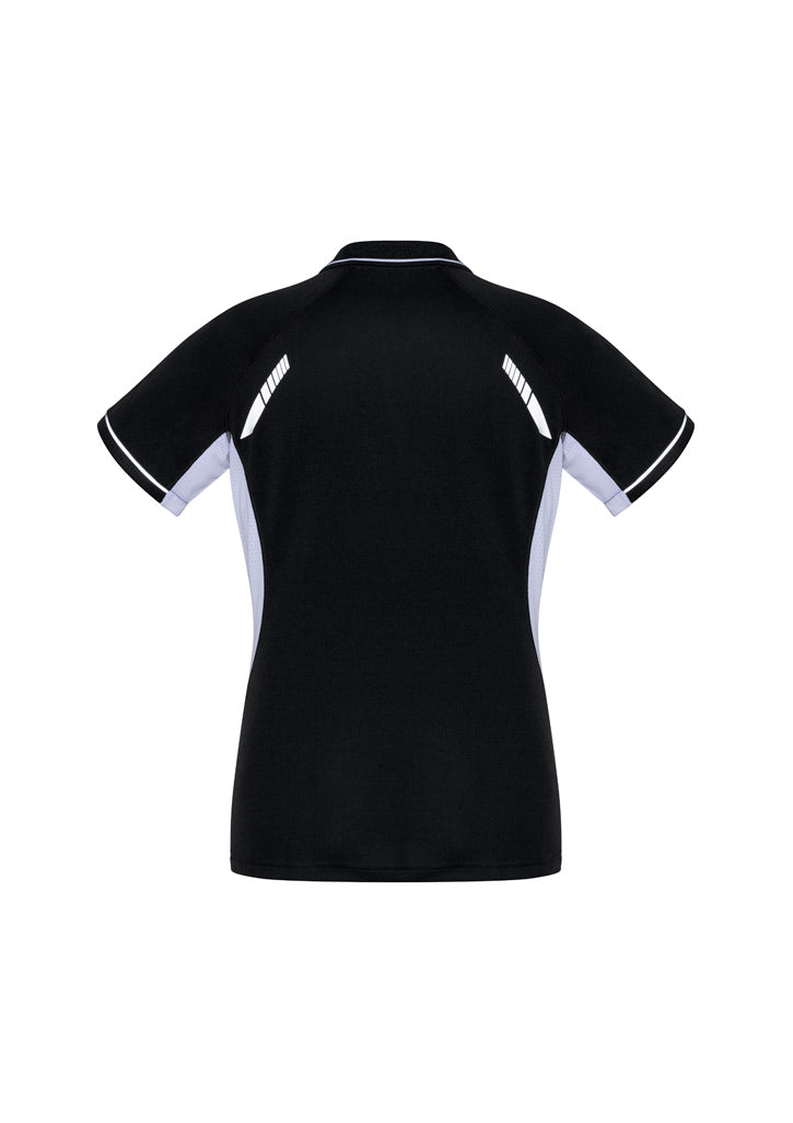 Biz Collection Womens Renegade Short Sleeve Polo - Black/White/Silver