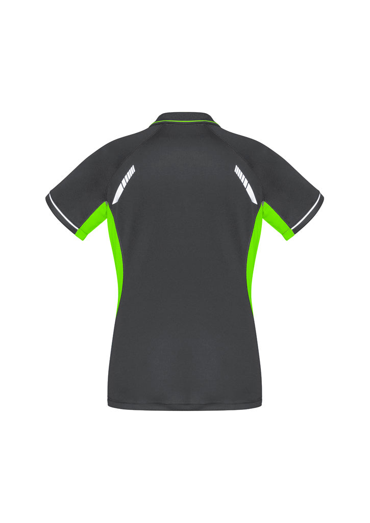 Biz Collection Womens Renegade Short Sleeve Polo - Grey/Fluoro Lime/Silver