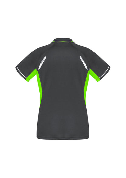 Biz Collection Womens Renegade Short Sleeve Polo - Grey/Fluoro Lime/Silver