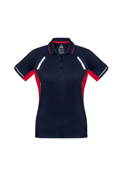 Biz Collection Womens Renegade Short Sleeve Polo - Navy/Red/Silver