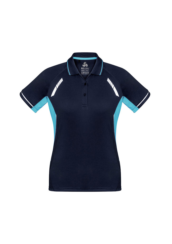 Biz Collection Womens Renegade Short Sleeve Polo - Navy/Sky/Silver