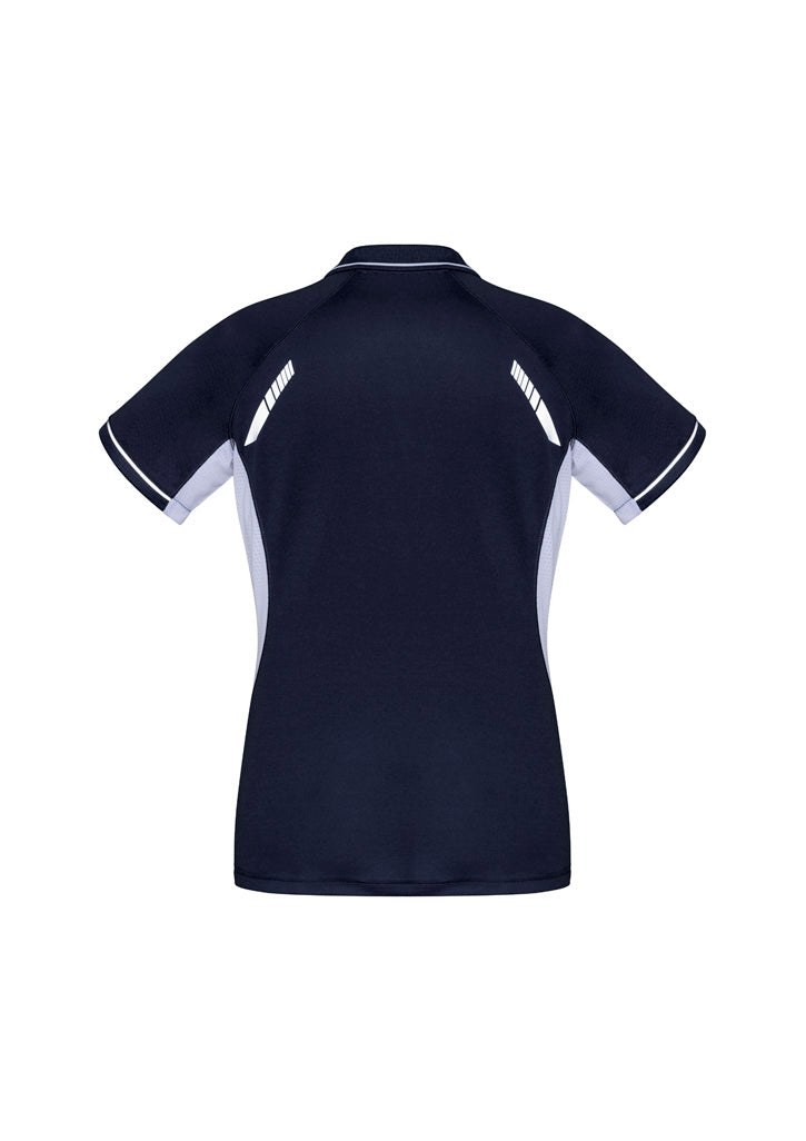 Biz Collection Womens Renegade Short Sleeve Polo - Navy/White/Silver