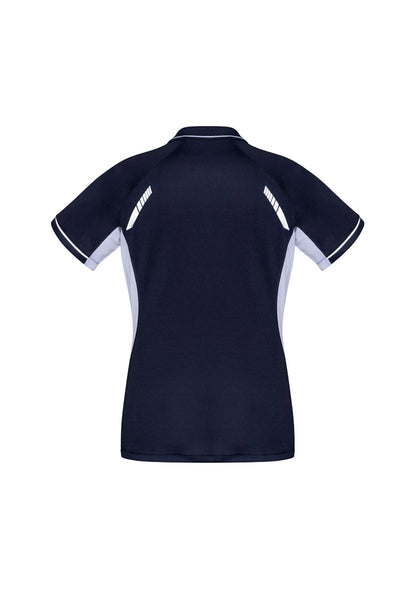 Biz Collection Womens Renegade Short Sleeve Polo - Navy/White/Silver
