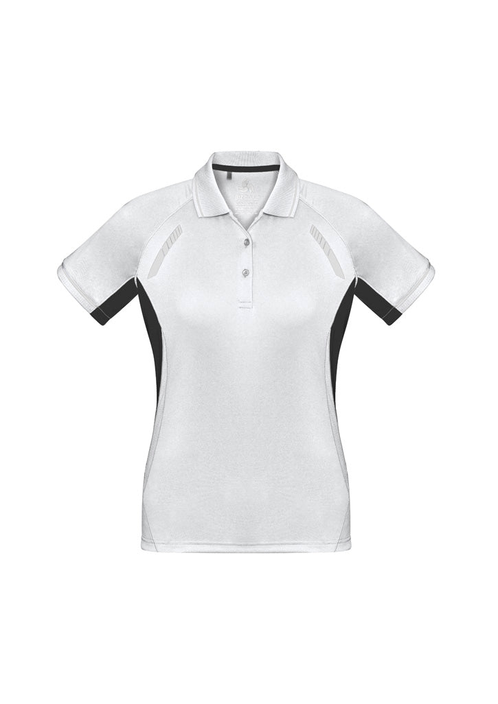 Biz Collection Womens Renegade Short Sleeve Polo - White/Black/Silver