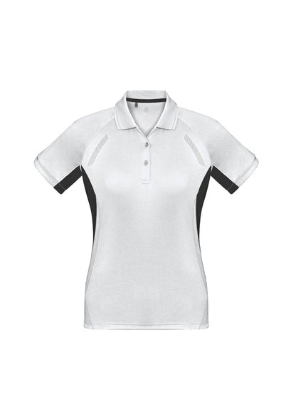 Biz Collection Womens Renegade Short Sleeve Polo - White/Black/Silver