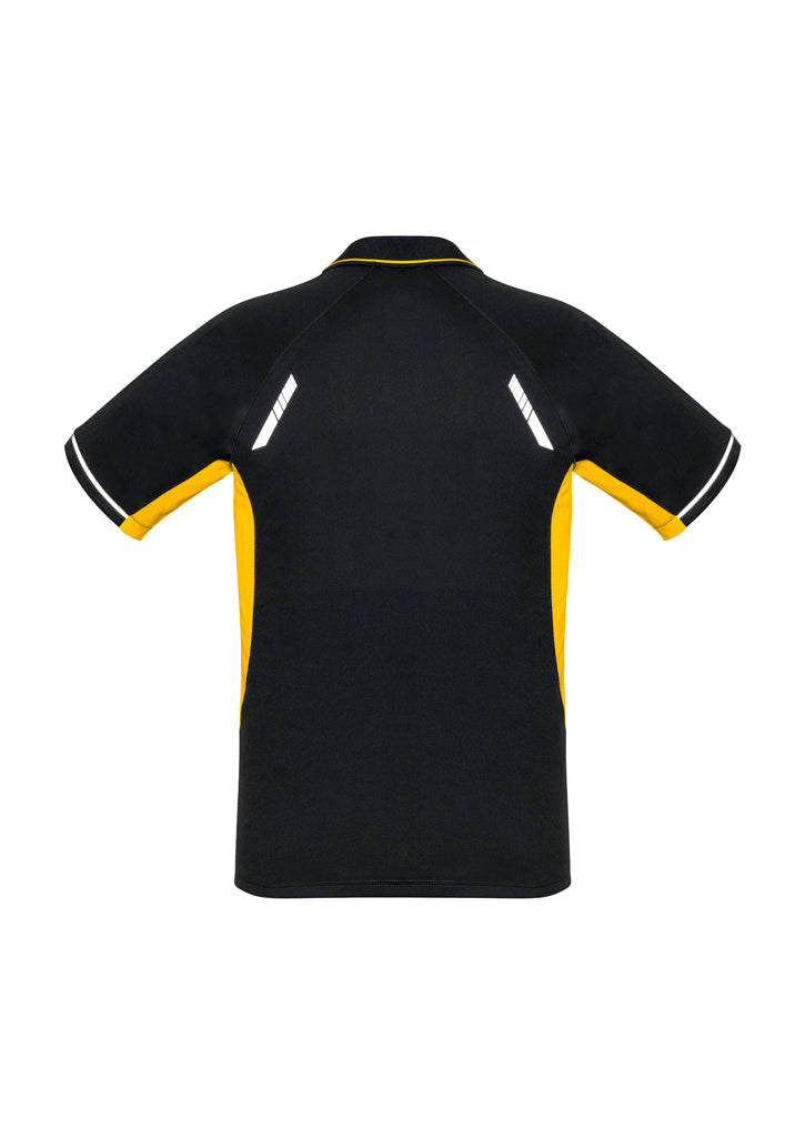 Biz Collection Mens Renegade Short Sleeve Polo - Black/Gold/Silver