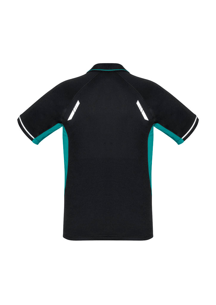 Biz Collection Mens Renegade Short Sleeve Polo - Black/Teal/Silver