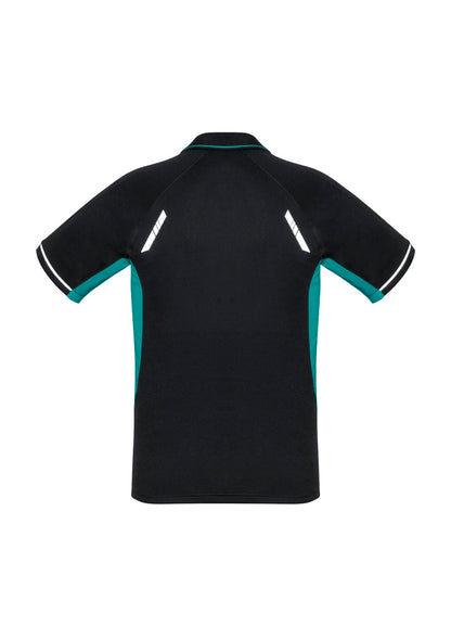 Biz Collection Mens Renegade Short Sleeve Polo - Black/Teal/Silver