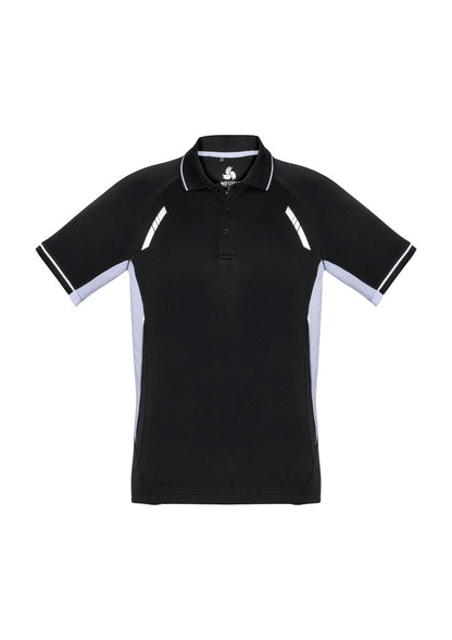Biz Collection Mens Renegade Short Sleeve Polo - Black/White/Silver