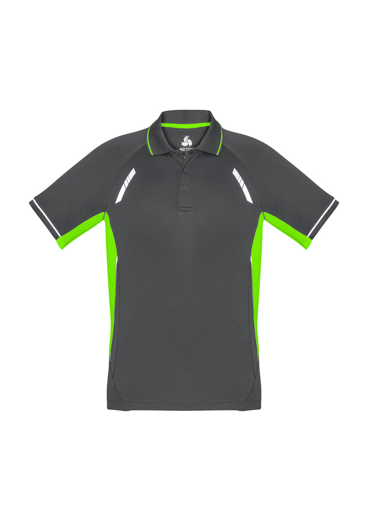 Biz Collection Mens Renegade Short Sleeve Polo - Grey/Fluoro Lime/Silver