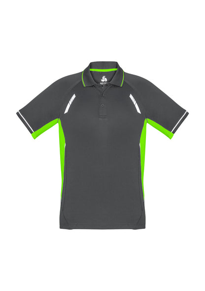 Biz Collection Mens Renegade Short Sleeve Polo - Grey/Fluoro Lime/Silver