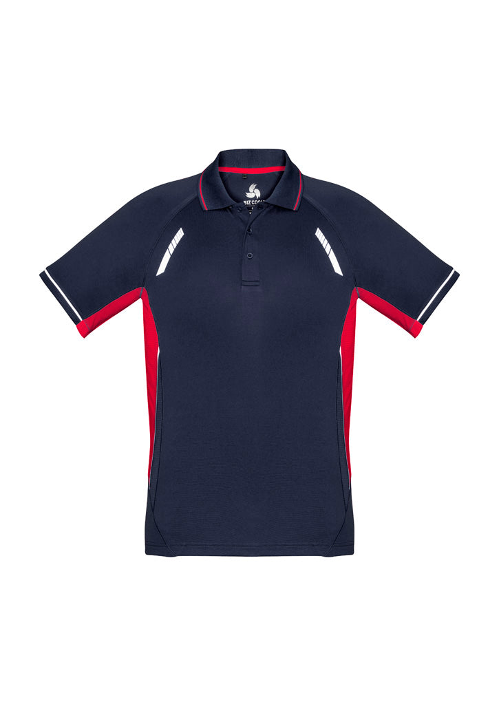 Biz Collection Mens Renegade Short Sleeve Polo - Navy/Red/Silver