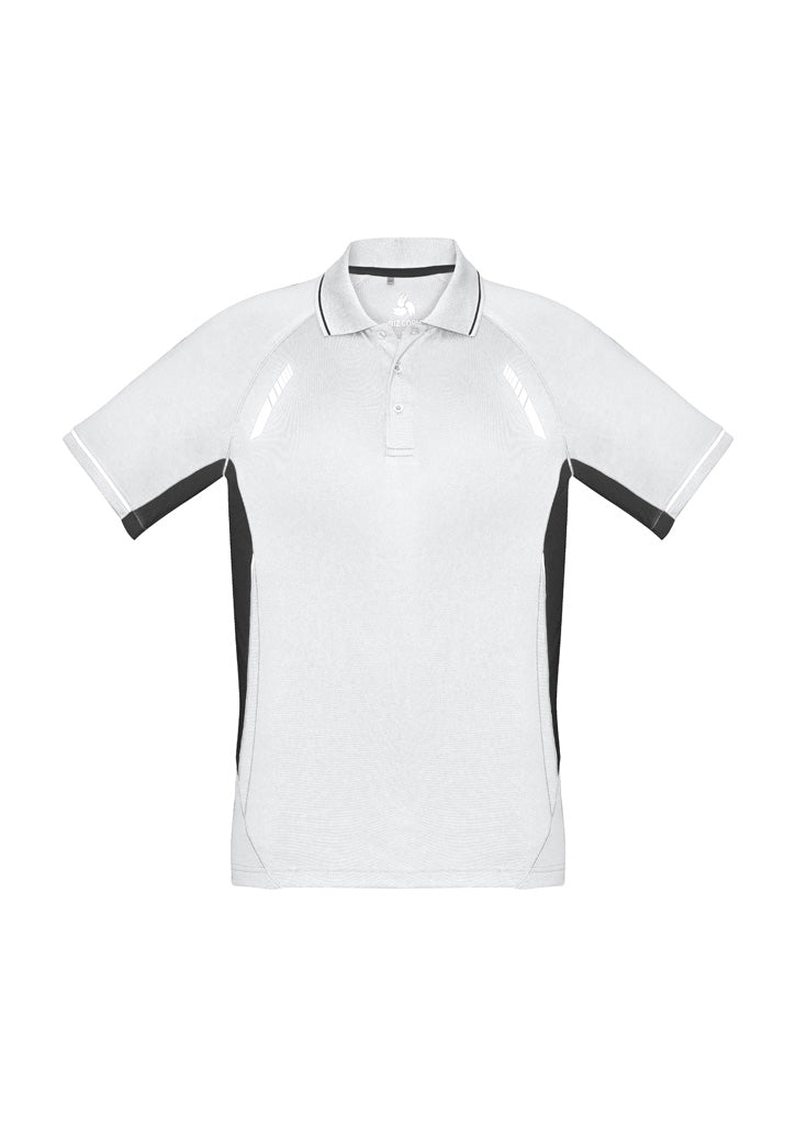 Biz Collection Mens Renegade Short Sleeve Polo - White/Black/Silver