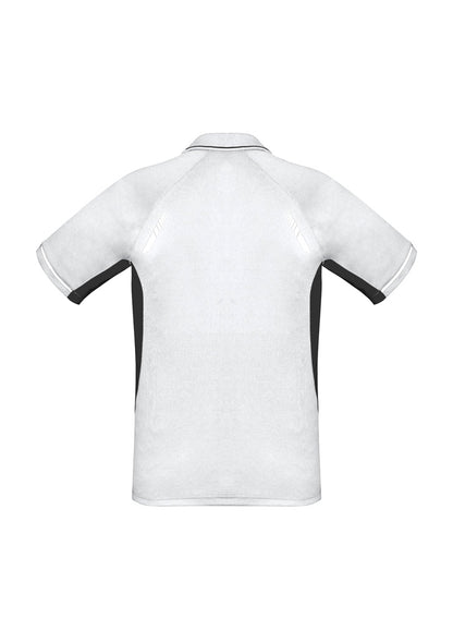 Biz Collection Mens Renegade Short Sleeve Polo - White/Black/Silver