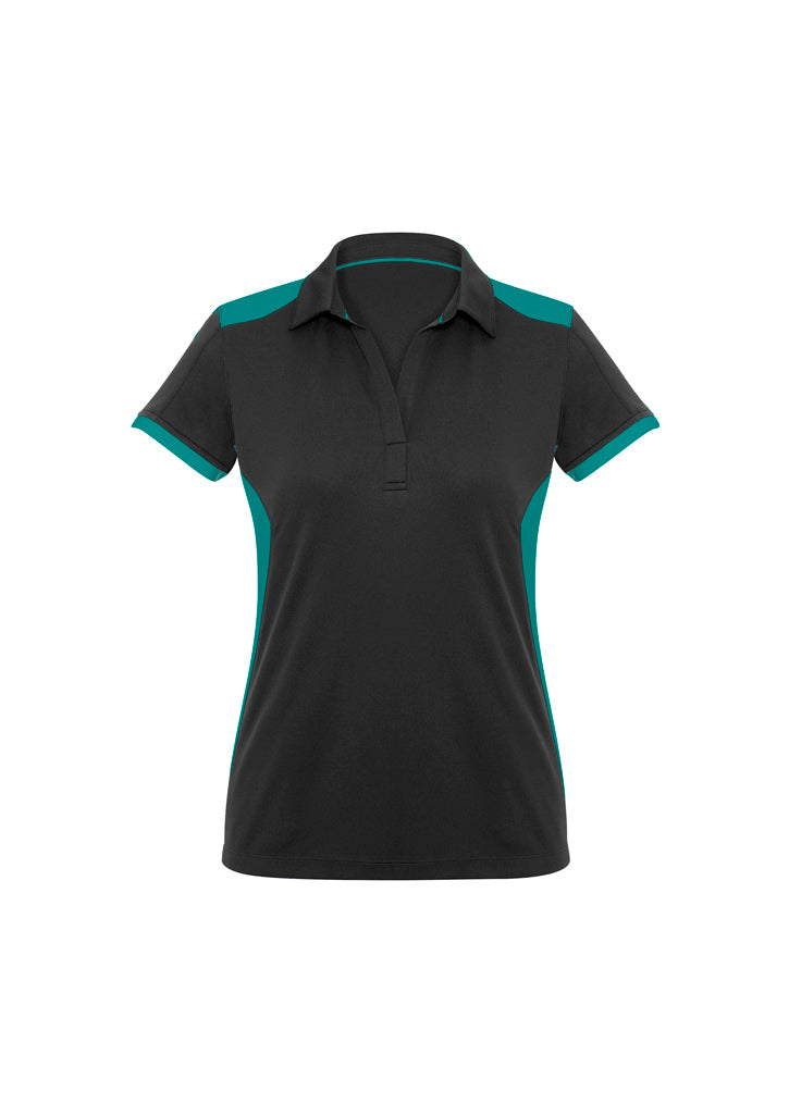 Biz Collection Womens Rival Short Sleeve Polo - Black/Teal