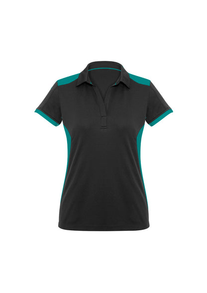 Biz Collection Womens Rival Short Sleeve Polo - Black/Teal