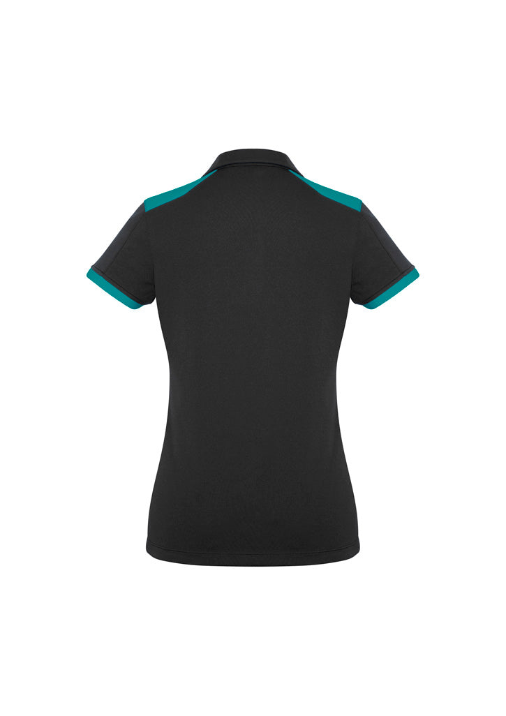 Biz Collection Womens Rival Short Sleeve Polo - Black/Teal
