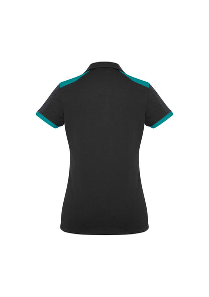 Biz Collection Womens Rival Short Sleeve Polo - Black/Teal