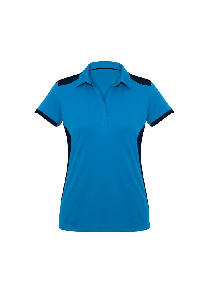 Biz Collection Womens Rival Short Sleeve Polo - Cyan/Navy