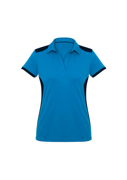 Biz Collection Womens Rival Short Sleeve Polo - Cyan/Navy