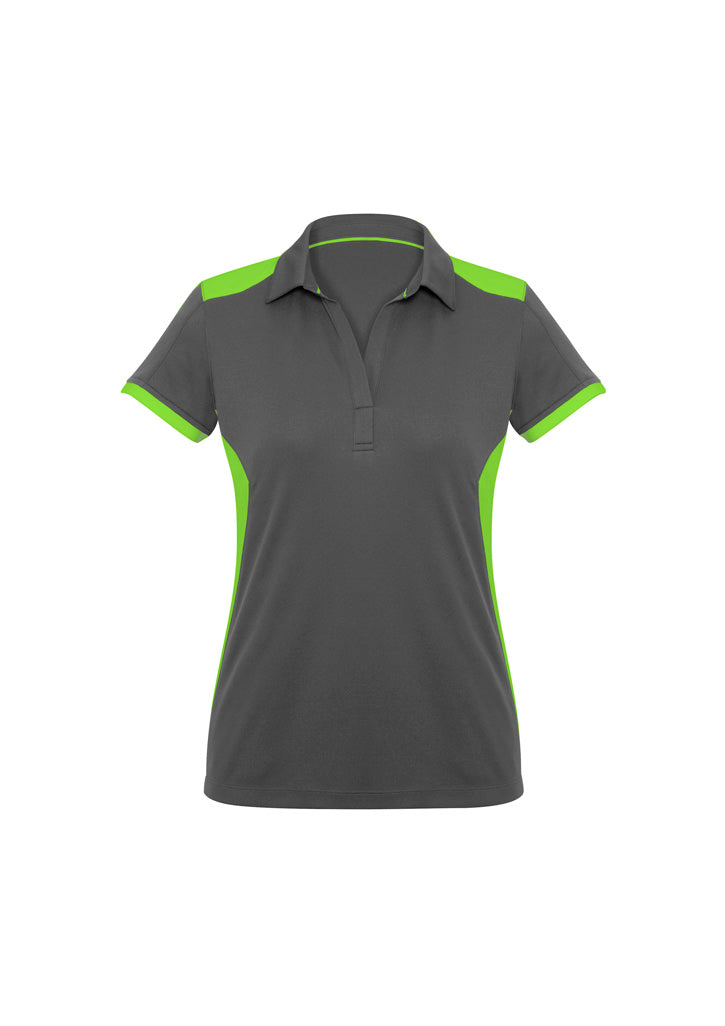 Biz Collection Womens Rival Short Sleeve Polo - Grey/Fluoro Lime