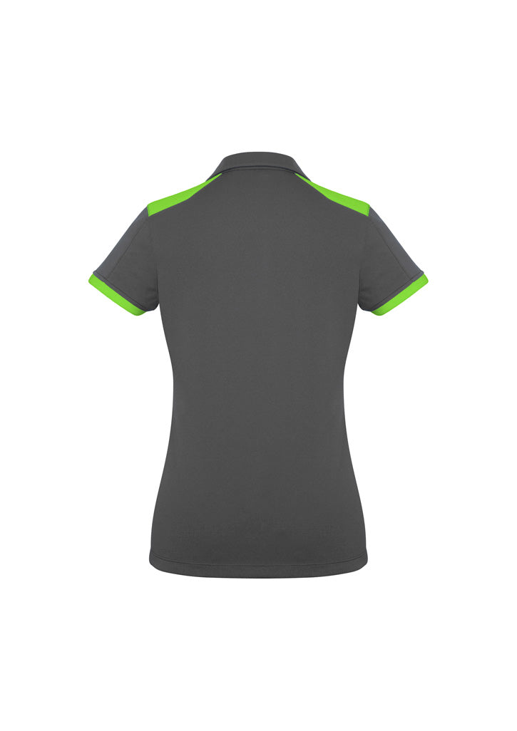 Biz Collection Womens Rival Short Sleeve Polo - Grey/Fluoro Lime