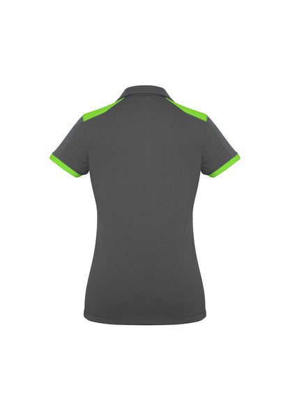 Biz Collection Womens Rival Short Sleeve Polo - Grey/Fluoro Lime