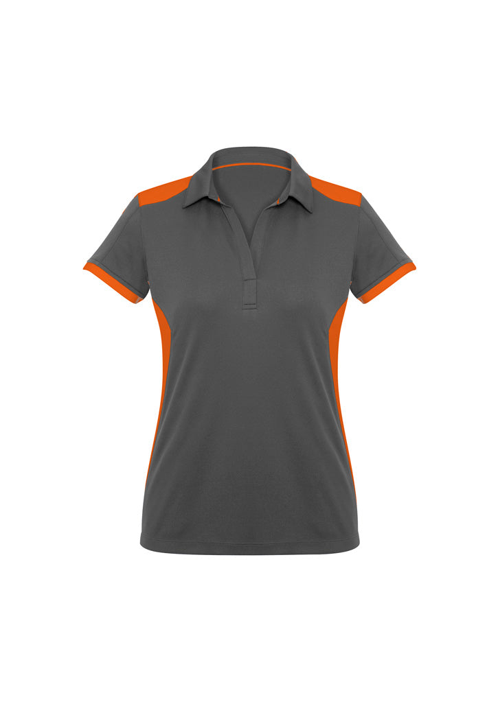 Biz Collection Womens Rival Short Sleeve Polo - Grey/Orange