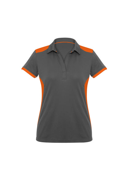 Biz Collection Womens Rival Short Sleeve Polo - Grey/Orange