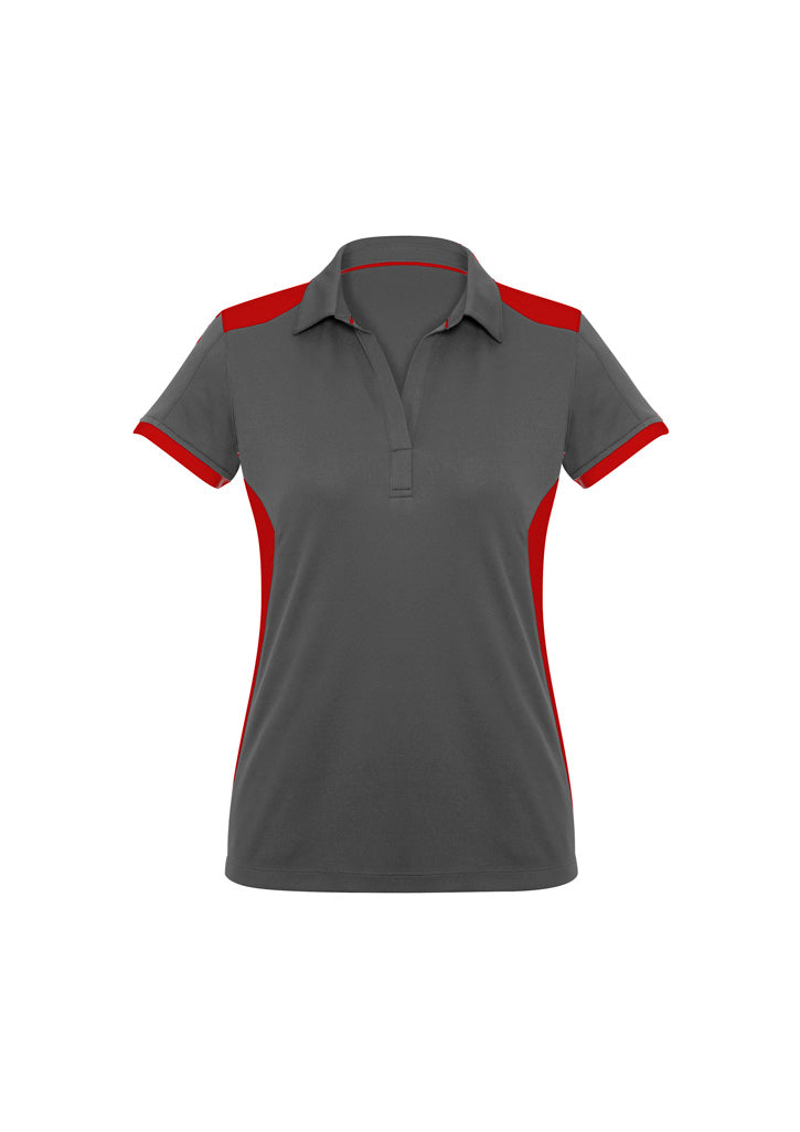 Biz Collection Womens Rival Short Sleeve Polo - Grey/Red