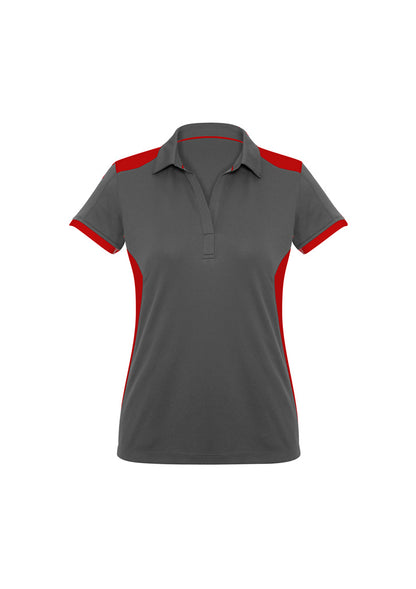 Biz Collection Womens Rival Short Sleeve Polo - Grey/Red